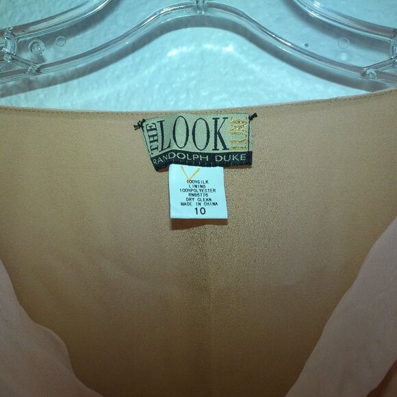 The Look Luxe, Peach long flare sleeve shirt, with embroidery details, 100% silk - Picture 4 of 7